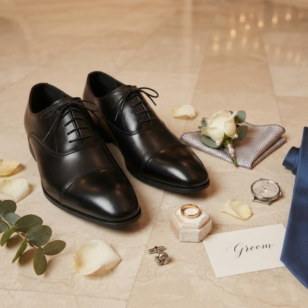 Florsheim Cap Toe Oxford Mens 9 3E Black Leather Black TIe Formal Business